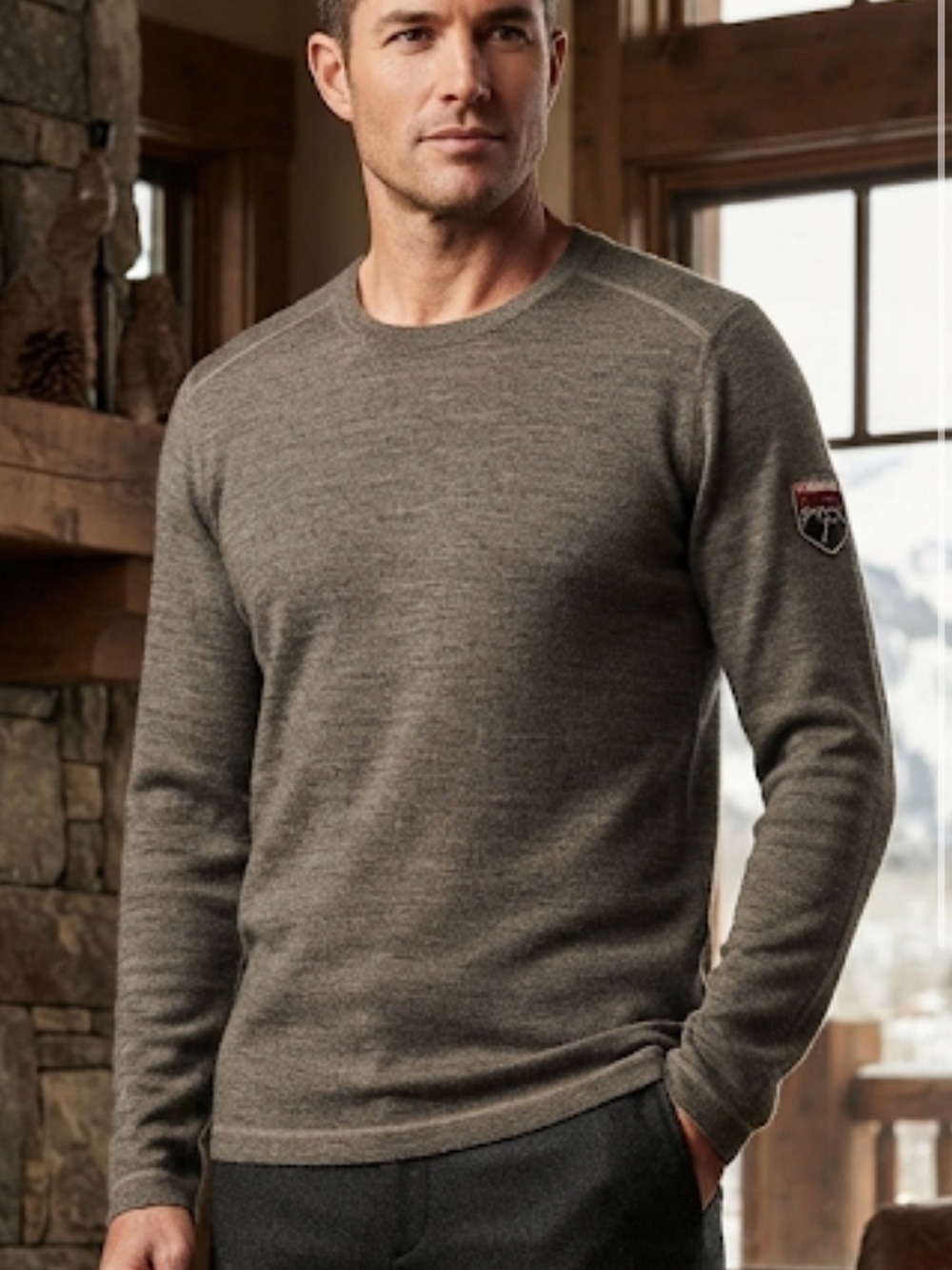 Obermeyer Charcoal Crewneck Men’s Sweater Vintage Aspen Patch Sz Medium